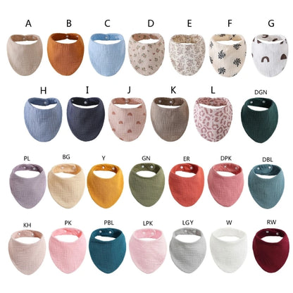 Organic Cotton Baby Bibs | Muslin Scarf Bandana Burp Cloth for Boys & Girls | Absorbent Triangle Gauze Feeding Bibs - Kidzy Market