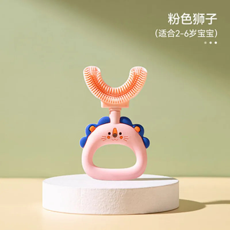 New Children's U-Shape 360 Degree Toothbrush, Silicone Brush for Toddlers, Cartoon Pattern Oral Care