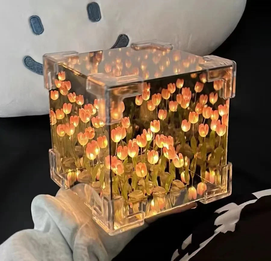 Creative DIY Tulip Flower 3D Small Night Lamp Material Kit for Couples Gift