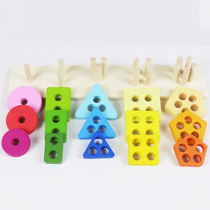 Children’s Wooden Stack Toy Color and Shape Classification Puzzle