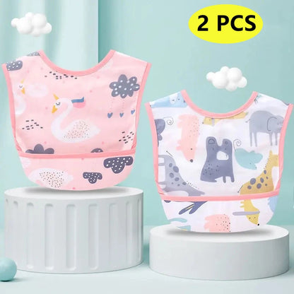 Waterproof Long-Sleeve Baby Smock – Art Apron & Feeding Bib with Pocket for Toddlers & Infants (Boys & Girls) - Kidzy Market