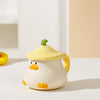 Cute Cartoon Duck Ceramic Mug with Lid & Spoon – 400ml (13.5 fl oz) Coffee Cup for Home & Office