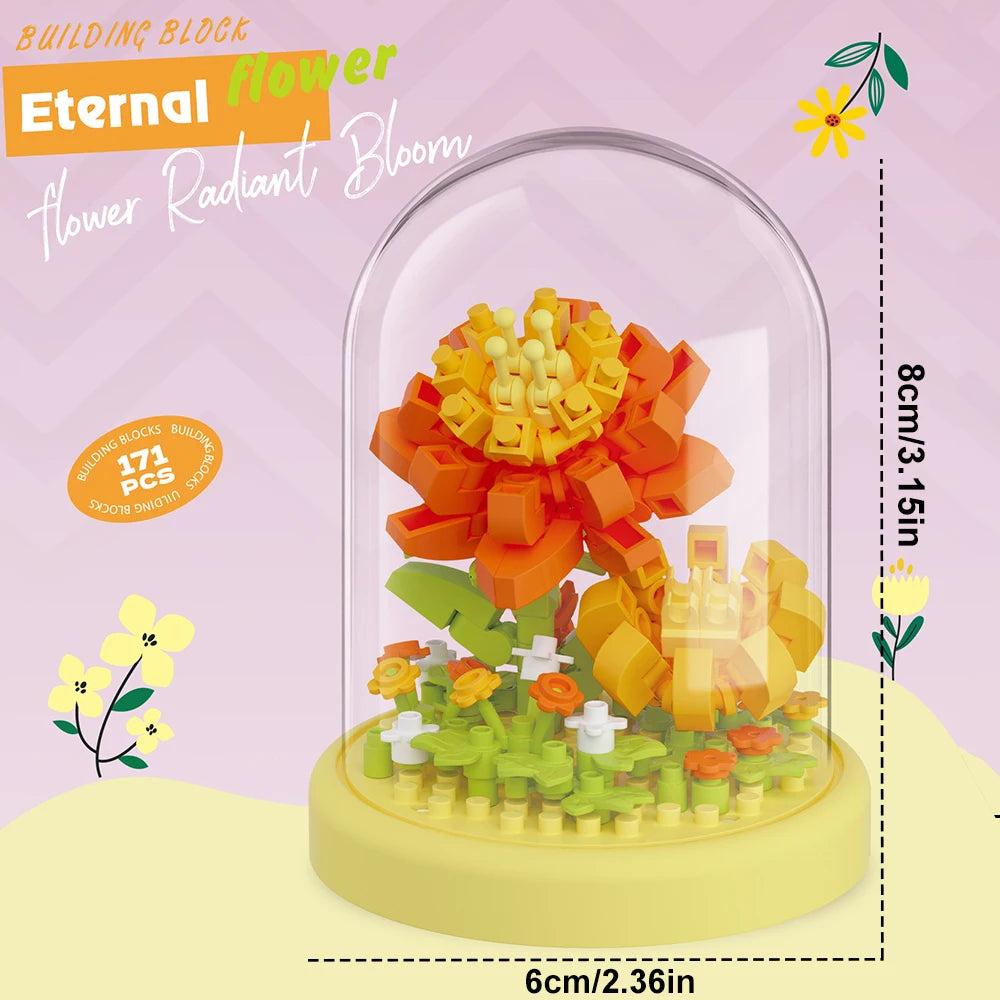 DIY Micro Flower Building Blocks – Mini Bricks Eternal Flowers Home Decoration Puzzle Toy
