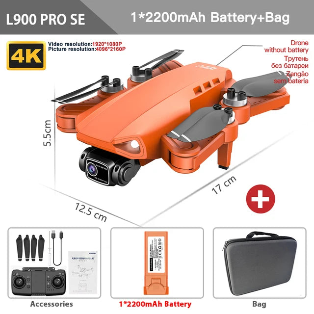L900 Pro SE GPS Drone 4K HD 5G WiFi FPV Camera Quadcopter Brushless Motor RC Mini Drone for Kids Toy
