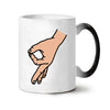 Color-Changing Ceramic Coffee Mug – Heat-Sensitive "OK" Kawaii Cup, 11.8 oz (350 ml) – Fun Friends Gift