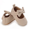 Khaki Baby Casual Shoes 0-18M Infant Toddler Bowknot Non-Slip Rubber Soft-Sole Flat PU First Walker Newborn Mary Janes