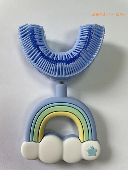 New Children's U-Shape 360 Degree Toothbrush, Silicone Brush for Toddlers, Cartoon Pattern Oral Care