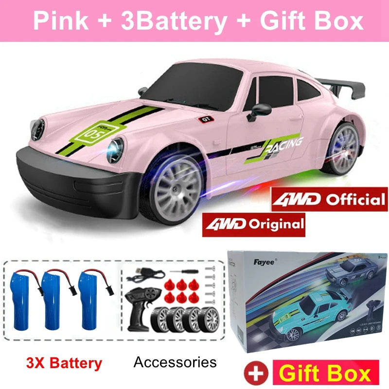 4WD RC Drift Car with LED Lights and 2.4G Remote Control 20km/h Speed