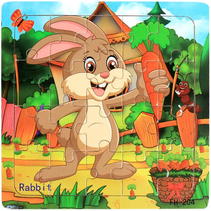 New 20 Piece Wooden 3D Puzzle, Cartoon Animal & Vehicle Jigsaw, Montessori Educational Toy for Kids, Baby 1-3 Years