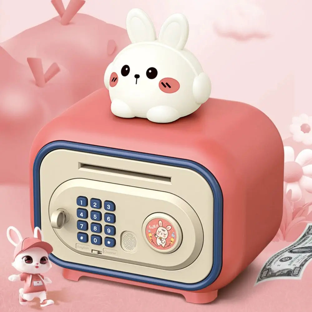 Password Lock Automatic Roll-Up Savings Bank Fingerprint Protected Voice Reminder Smart Cartoon Money Deposit Storage Box