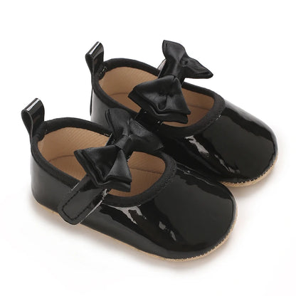 Solid Color Fashion Newborn Princess Shoes Non-Slip Cloth Bottom Shoes Girl Elegant Breathable Leisure Baby First Walking Shoes