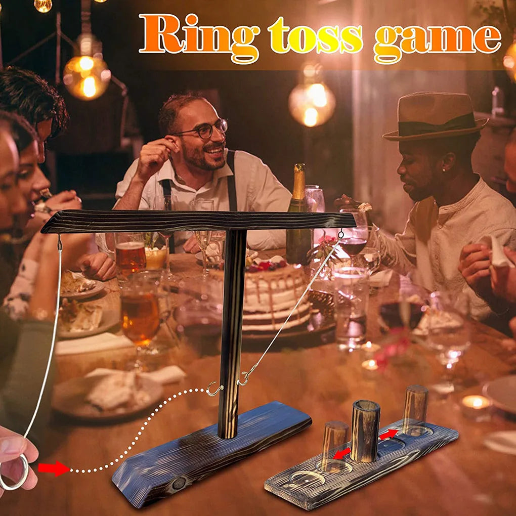 Wooden Hook Ring Toss Drinking Game - Quick-Paced Interactive Toy for Adult Party & Drinking Games