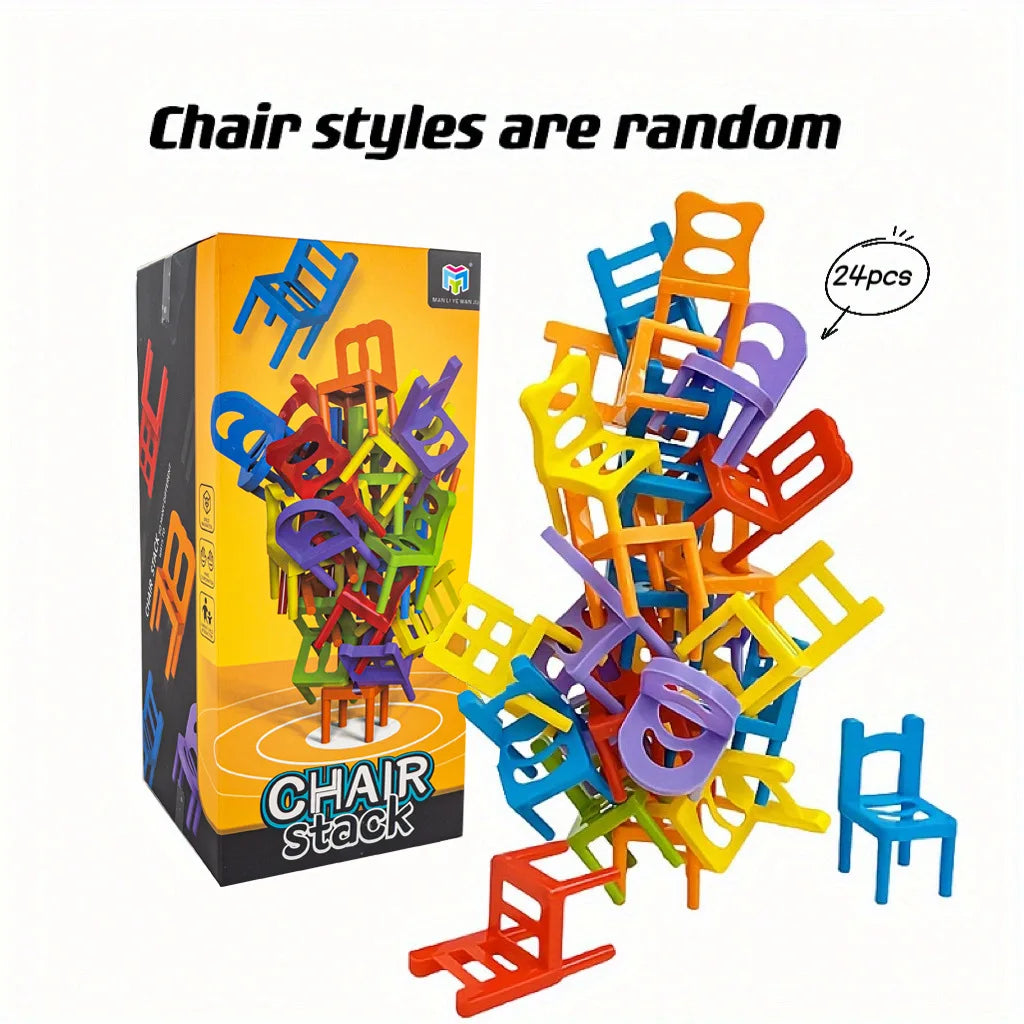 24-42pc Children's Puzzle Folding Chair Toy - Parent-Child Interactive Stackable Party Game, Social Game for Kids