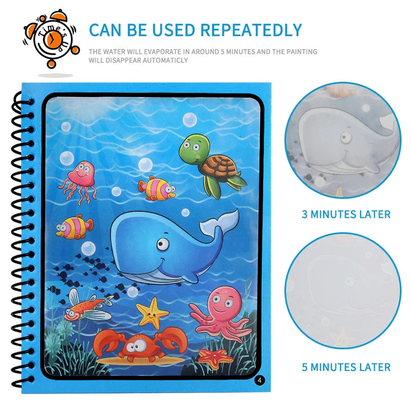 Magical Water Drawing Book – Reusable Montessori Coloring Book for Sensory Early Education in Children