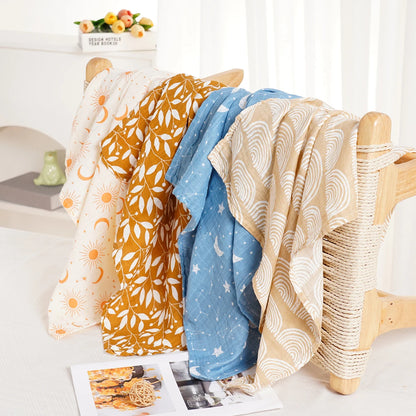 Elinfant 4-Piece Set – Soft Muslin Baby Burp Cloths & Drool Bibs, 60x60cm Comfortable Baby Scarf Blanket - Kidzy Market