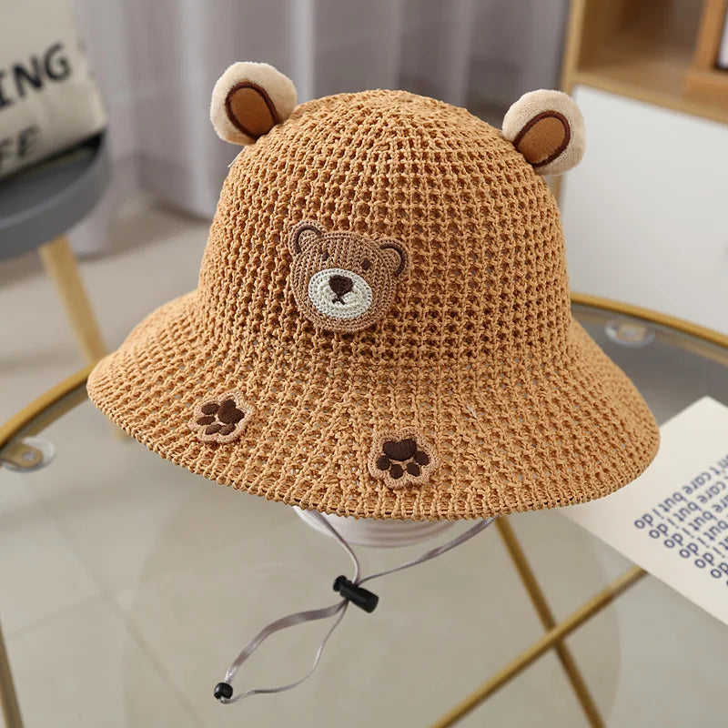 Baby & Toddler Bucket Hat with Bow — One Size Summer Beach Sun Cap, Cute Cartoon Princess Fisherman/Panama Style, Unisex