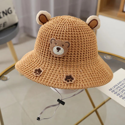 Baby & Toddler Bucket Hat with Bow — One Size Summer Beach Sun Cap, Cute Cartoon Princess Fisherman/Panama Style, Unisex