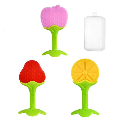 Baby Silicone Training Toothbrush - BPA Free Banana Shape Teether Chew Toy and Teething Ring for Infants