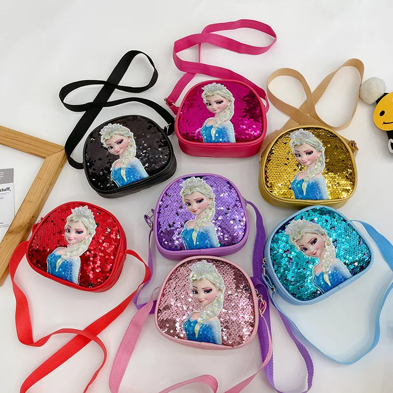 Frozen Anime Girls' Bag – Disney Princess Elsa Sequin Shoulder & Messenger Bag for Kids, Casual & Stylish - Kidzy Market