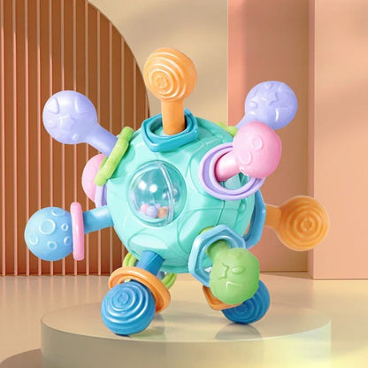 Baby Toys 0-12 Months – Rotating Silicone Rattle Ball for Grasping Activity, Development and Sensory Toy for Babies