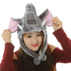 Plush Animal Earflap Hat with Moving Ears & Neck Warmer — 60 cm (23.6 in) Adult Cosplay Party Beanie