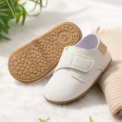 Meckior Baby Boys Girls Shoes Rubber Sole Anti-Slip Classic PU Leather Toddler First Walking Flat Lazy Infants Crib Shoes