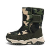 Kids Winter Plush Snow Boots – Leopard Fabric Ankle Boots, Warm Non-Slip TPR Sole (Ages 7-13)