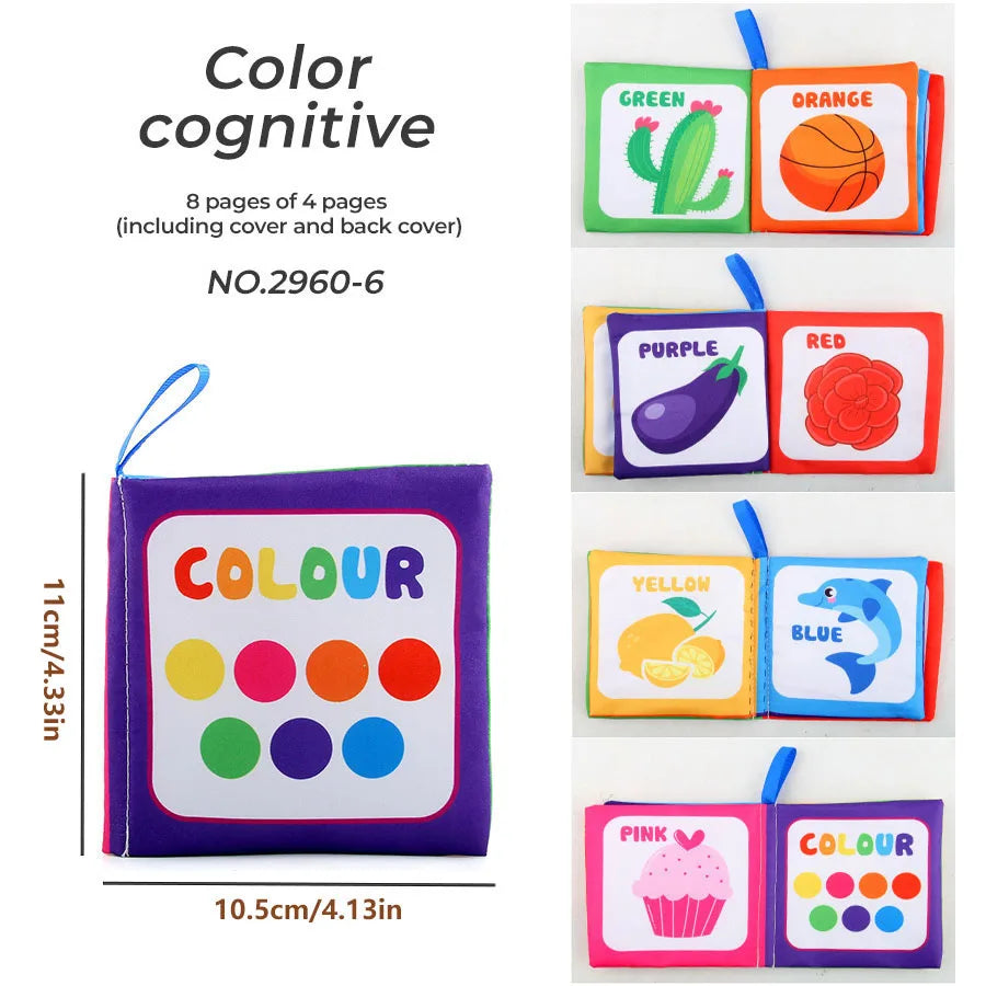 4 Pages Enlightenment Early Learning Books - Black and White Cloth Book for Kids, Montessori Educational Toys