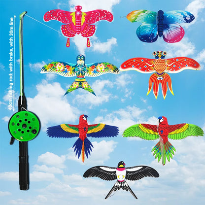 1 Set Children’s Kite Toy – Cartoon Butterfly, Swallow, Eagle Kite with Handle, Kids Flying Outdoor Toy