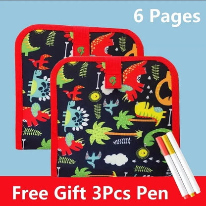 Children’s Magic Blackboard – Educational Drawing Toy with 6-Sided Erasable Boards, Water Wipe Surface, and 3 Chalk Pens Coloring Book for Kids