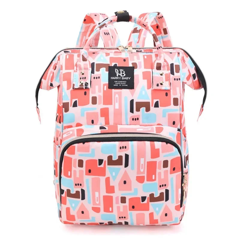 Fashion Print Nappy Backpack | Large Capacity Multi-Function Mom Baby Diaper Bag for Outdoor Travel & Baby Care - Kidzy Market