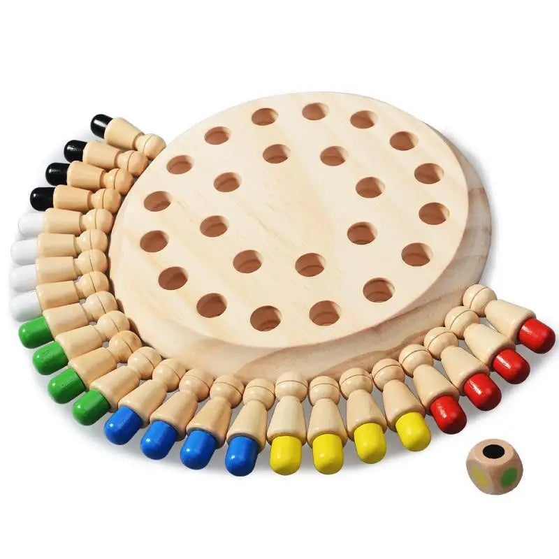 Wooden Memory Match Stick Chess (Color Game Board Puzzle, Montessori Educational Toy, Cognitive Learning for Children)