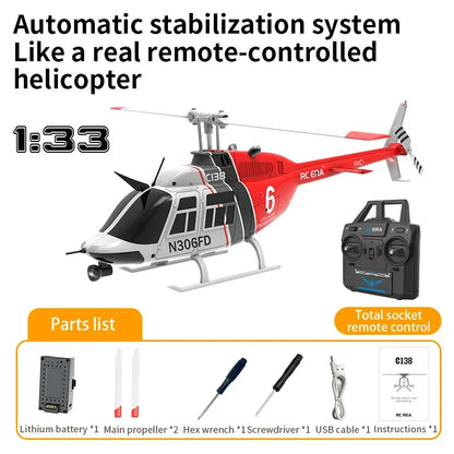 C138 Remote-Controlled Helicopter – 1/33 Scale Bell 206 Model with 2.4G RC for Kids