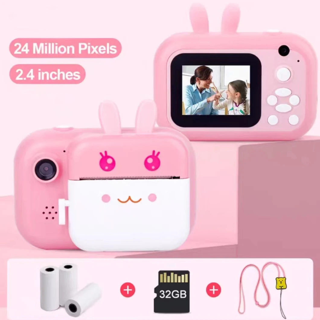 MISIRUN Kids Instant Print Digital Camera with Photo and Video, Thermal Printing, 32GB Card, Educational Toy Gift