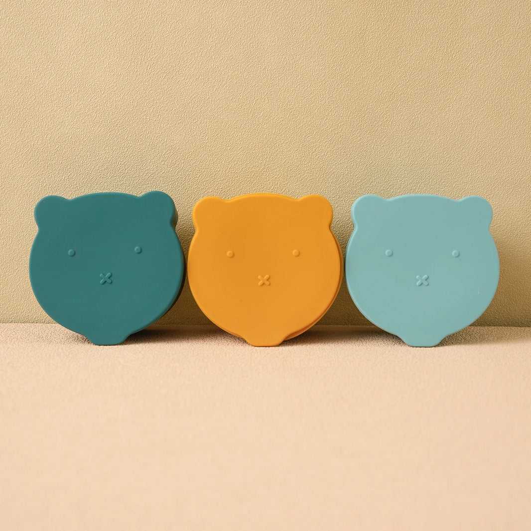 1PCS Baby Silicone Tableware - Cute Cartoon Bear Shape Baby Snack Box & Eating Training Tray, Portable Baby Meal Tray