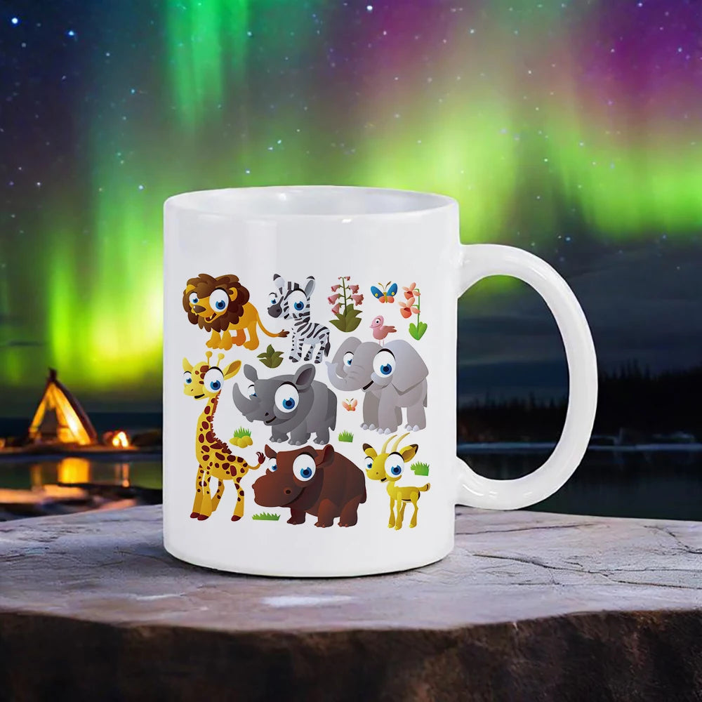Cute Big-Eyes Animal Porcelain Coffee Mug - 320 ml (10.8 fl oz) Cartoon Kids Breakfast & Juice Cup