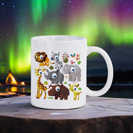 Cute Big-Eyes Animal Porcelain Coffee Mug - 320 ml (10.8 fl oz) Cartoon Kids Breakfast & Juice Cup