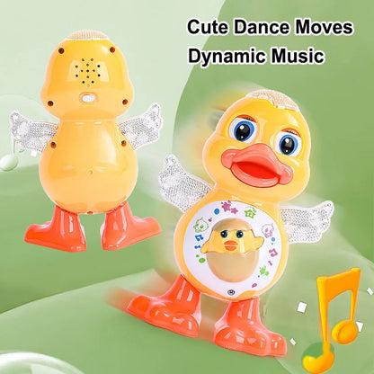Electric Music Light Dancing Duck Toy with Blinking Eyes and Shaking Head, Educational Electronic Pet Gift for Children