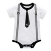 Newborn Baby Boy Summer Gentleman Romper 0-12M – Cotton Jumpsuit with Tie Print, Short Sleeve Infant Clothes
