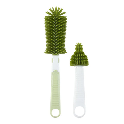 360-Degree Rotation Baby Bottle Cleaner Set - Silicone Multi-functional Nipple Brush with Anti-Slip Handle, Portable Design