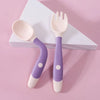 2PCS Silicone Spoon & Fork Set for Baby - Bendable Toddler Utensils, Learn to Eat Training Tools, Soft Fork & Spoon for Infant Tableware
