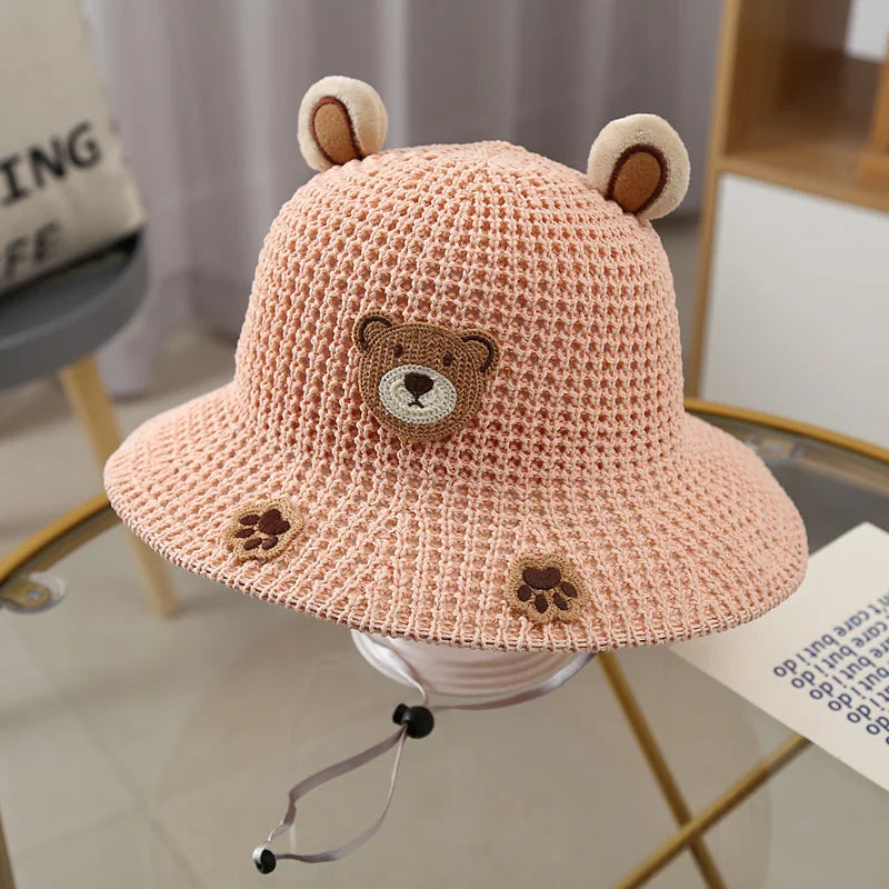Baby & Toddler Bucket Hat with Bow — One Size Summer Beach Sun Cap, Cute Cartoon Princess Fisherman/Panama Style, Unisex