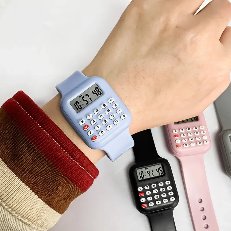Creative Kids Cartoon LED Digital Watch with Calculator Function Sports Electronic Watch for Boys and Girls Student Gift