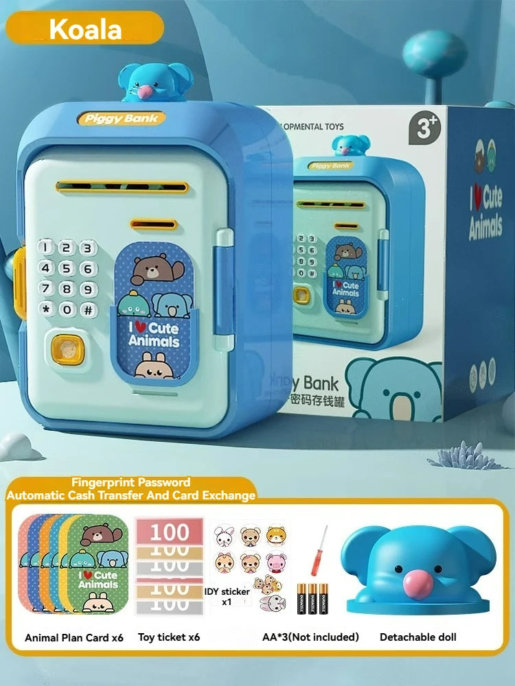 Electronic Piggy Bank with Password Safe Smart Fingerprint Automatic Banking Children's Gift Money Box