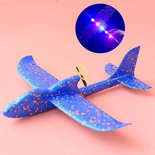 Electric Foam Plane Glider Hand Throw Airplane with LED Light Automatic Flight