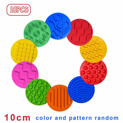 Silicone Sensory Mat Set - 4-Pack Multi-Texture Tactile Fidget Pads, 25 cm (9.8 in) Quiet Montessori Sensory Toy for Kids, Autism & ADHD Therapy