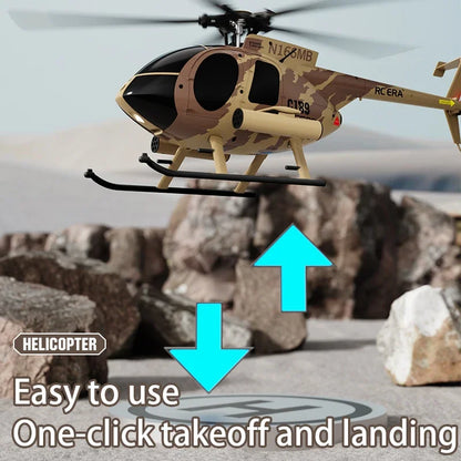 1:28 C189 RC Helicopter MD500 – Dual Brushless Motor with 6-Axis Gyro and One-Click Takeoff/Landing
