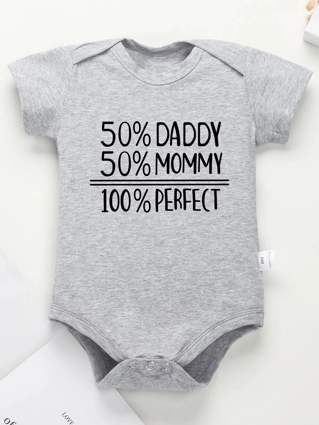 50% Daddy 50% Mommy 100% Perfect Baby Romper - Cute Letter Print Bodysuit for Newborns and Infants