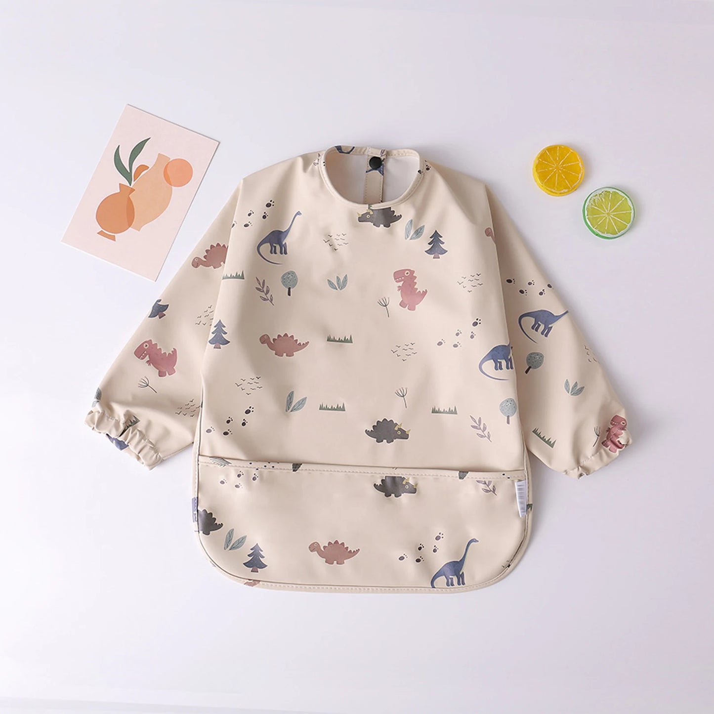 Baby Toddler Long Sleeve Waterproof Art Smock Feeding Bib with Pocket – Scarf Apron, Burp Cloth & Bandana Bib for Boys and Girls - Kidzy Market