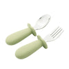 2PCS Baby Tableware Set – Stainless Steel Food Feeding Spoon & Fork, Silicone Handle Utensils for Infants & Toddlers, BPA-Free Cutlery Set